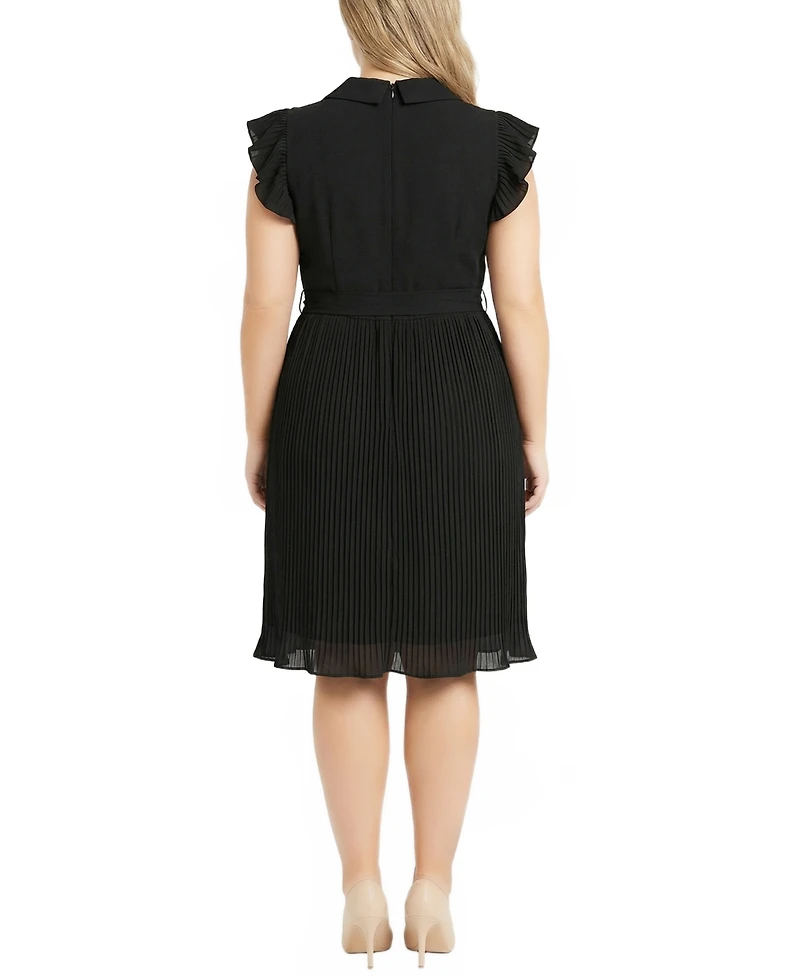 Ny Collection Plus Plisse Pleated Short Sleeve Dress