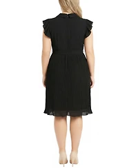 Ny Collection Plus Plisse Pleated Short Sleeve Dress