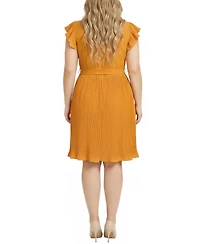 Ny Collection Plus Plisse Pleated Short Sleeve Dress