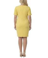 Ny Collection Plus Plisse Pleated Short Sleeve Dress