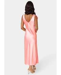 Bebe Women's Bow Strap Satin Midi Dress