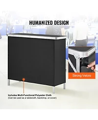 Mecale 38.39" x 15.16" x 34.25 Folding Portable Bar Table with Carrying Case, Storage Shelf and Skirt