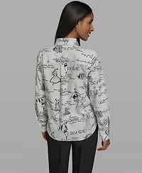 Karl Lagerfeld Paris Women's Collared Woven Blouse