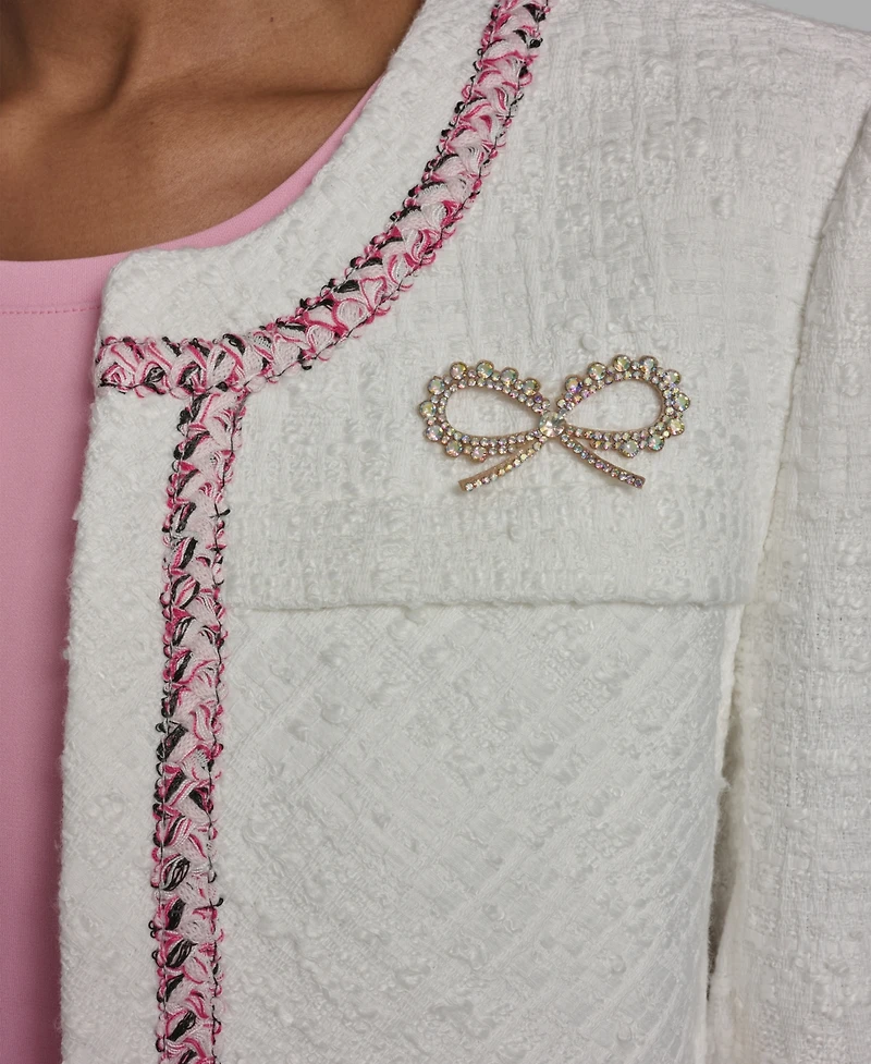 Karl Lagerfeld Paris Women's Crewneck Cropped Woven Jacket