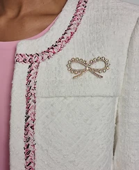 Karl Lagerfeld Paris Women's Crewneck Cropped Woven Jacket