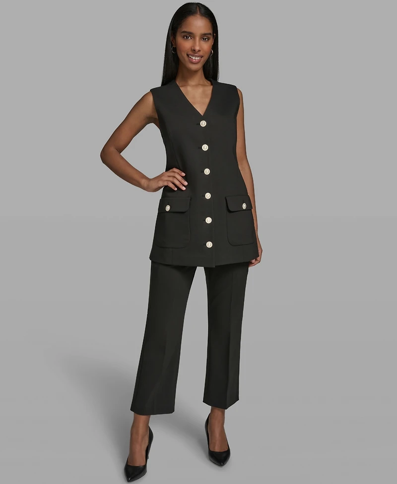 Karl Lagerfeld Paris Women's V-Neck Woven Vest