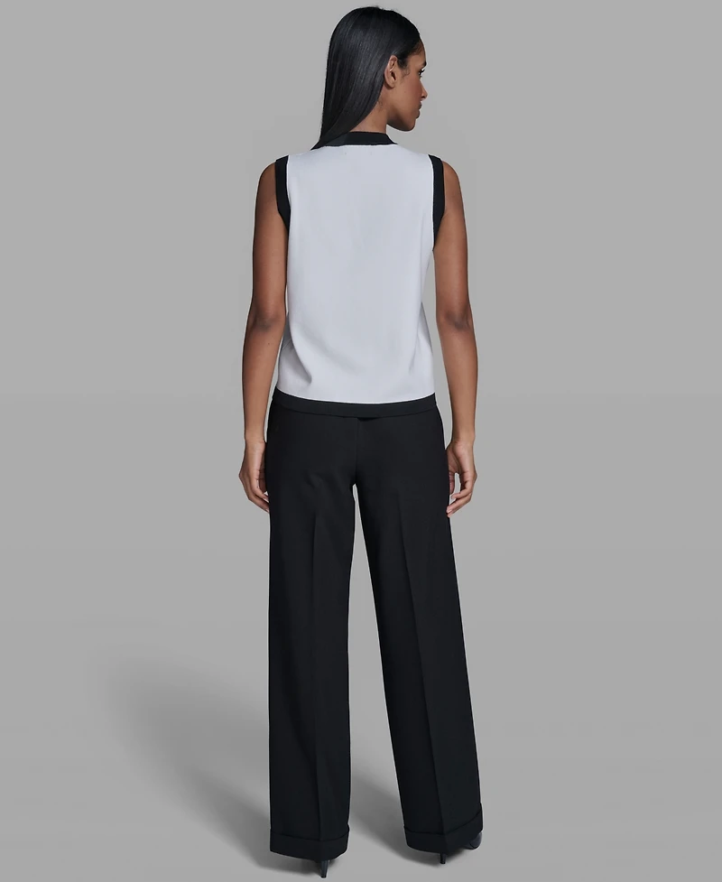 Karl Lagerfeld Paris Women's Button-Down V-Neck Sweater