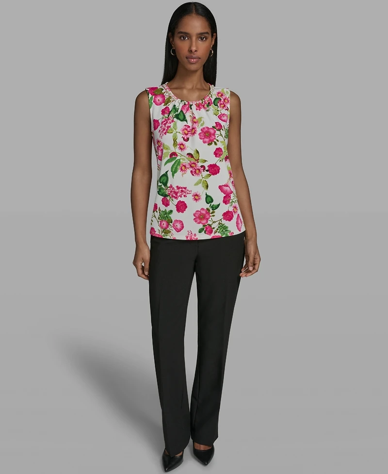 Karl Lagerfeld Paris Women's Crewneck Woven Top