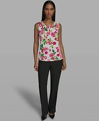 Karl Lagerfeld Paris Women's Crewneck Woven Top