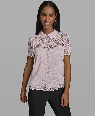 Karl Lagerfeld Paris Women's Short-Sleeve Woven Blouse