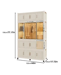 Boyel Living Portable Wardrobe Closet with Magnetic Doors, 4 Cubes, Hanging Rod & 10 Hangers