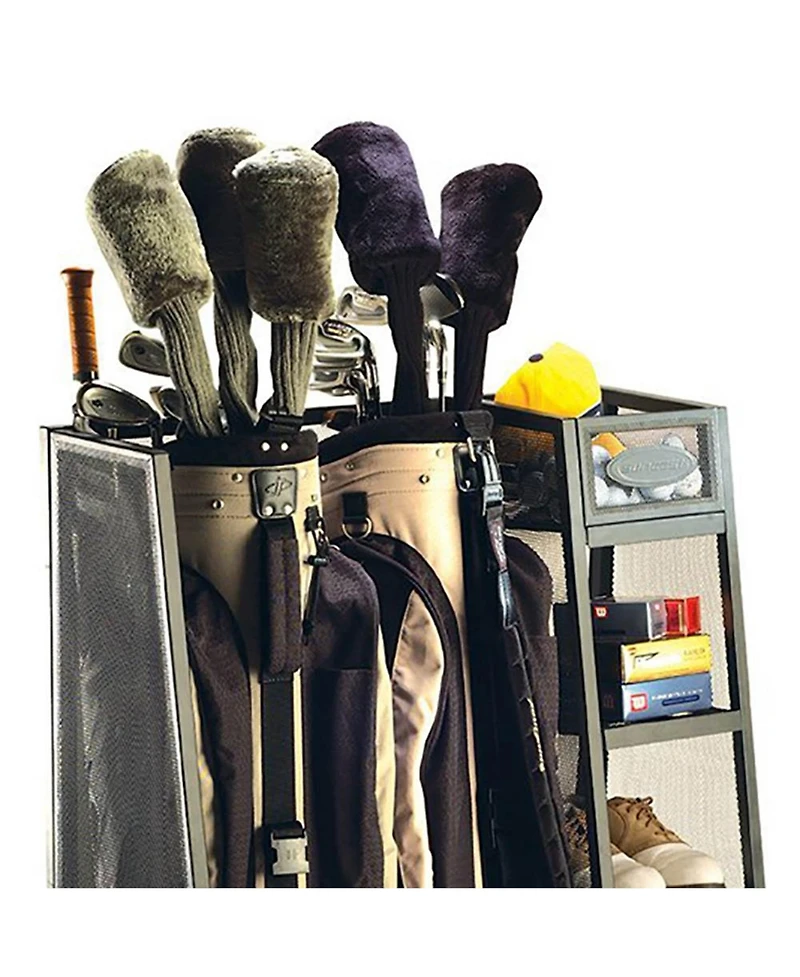 Suncast GO3216D Metal Golf Equipment Organizer Storage Rack w/ 3 Shelves