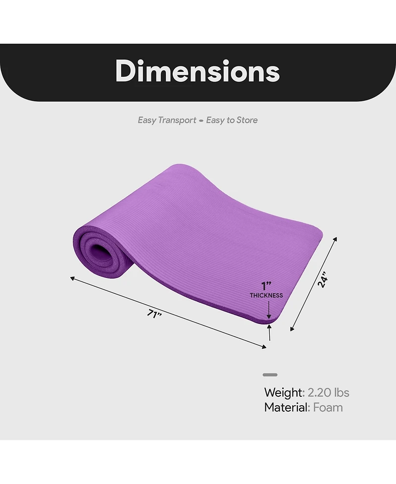 BalanceFrom Fitness GoCloud 1" Thick Exercise Yoga Mat w/Carry Strap, Purple