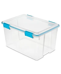 Sterilite 54 Quart Gasket Box, Stackable Storage Bin with Latching Lid, 4 Pack