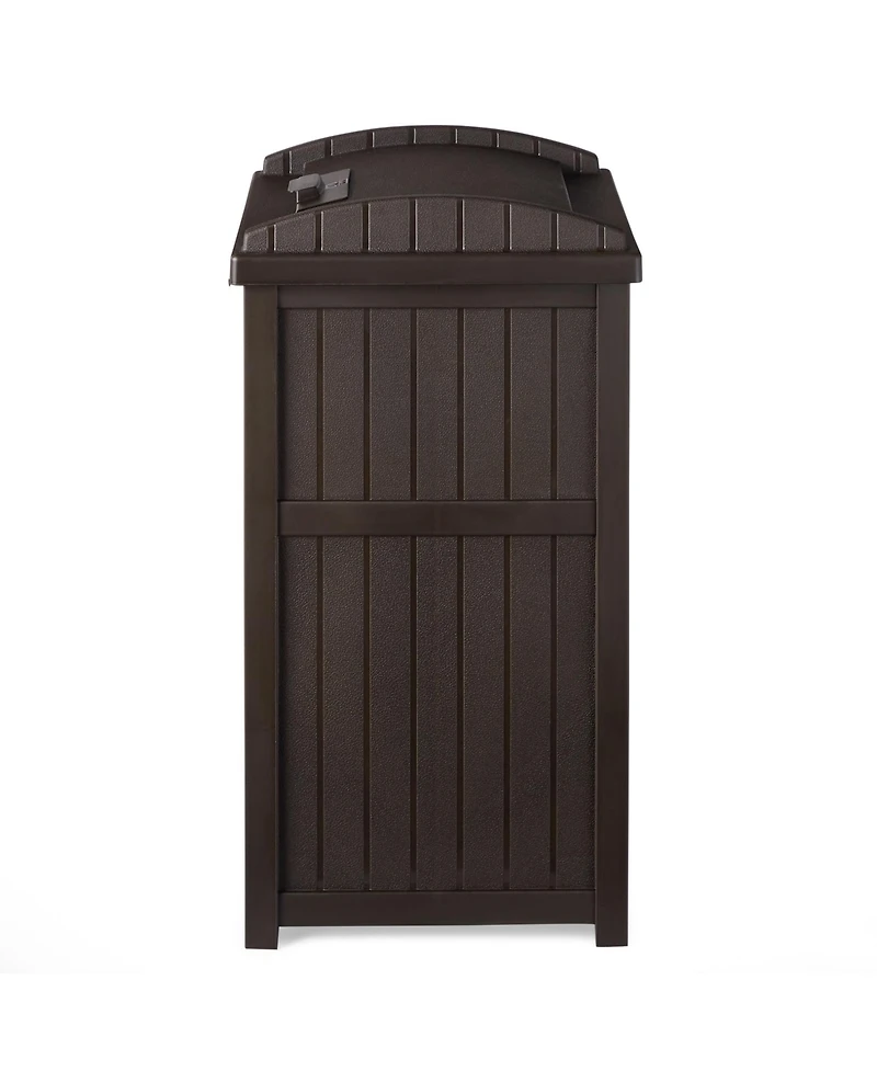 Suncast Trash Hideaway Outdoor 33 Gallon Garbage Waste Can Bin, Java (2 Pack)