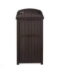 Suncast Trash Hideaway Outdoor 33 Gallon Garbage Waste Can Bin, Java (2 Pack)