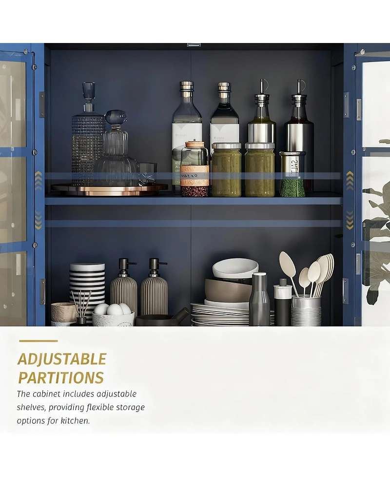 Yigii 36" Kitchen Sideboard Cabinet with Glass Doors and Drawer