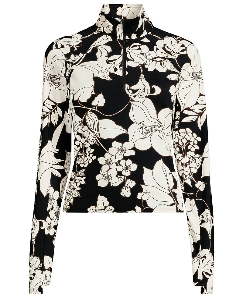 Lands' End Women's SunShade Upf 50 Quarter Zip Rash Guard