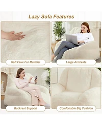 gaomon Giant Bean Bag Chair, Faux Fur Stuffed Bean Bag Couch with Filler, Bean Bag Chair for Adults, Big Lazy Sofa Floor Sofa with Handle