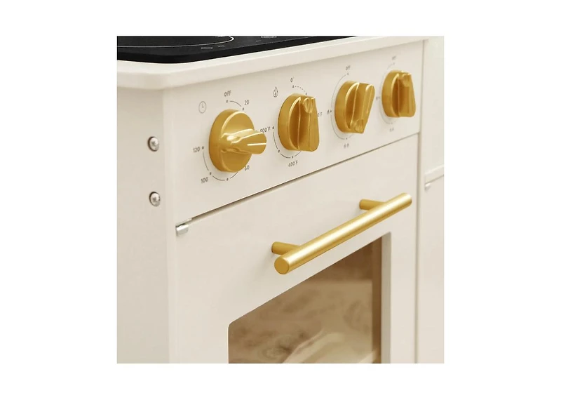 Tiny Land Iconic Wooden Play Kitchen – Cream Pretend Cooking Set for Kids