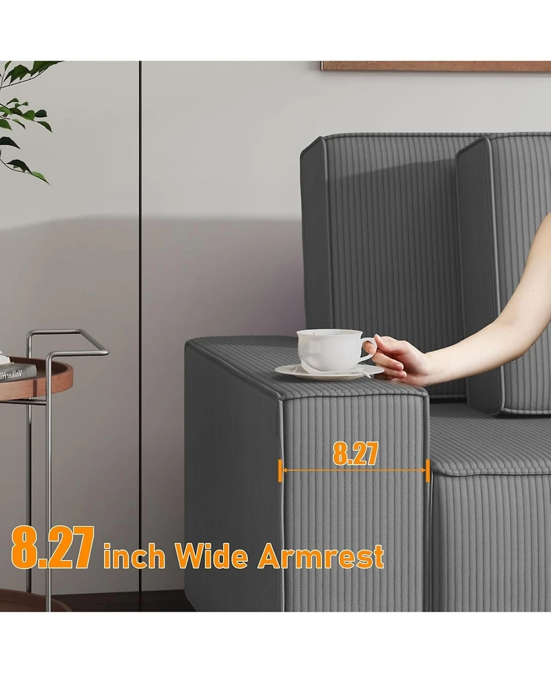 gaomon Corduroy Stripe 96 Inch Large Couch, Modern L Shaped Oversized Sectional Sofa with Deep Seat, Comfy Modular Couch