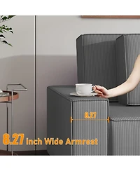 gaomon Corduroy Stripe 96 Inch Large Couch, Modern L Shaped Oversized Sectional Sofa with Deep Seat, Comfy Modular Couch