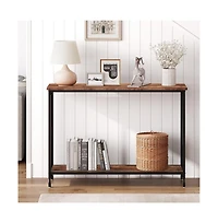 gaomon Console Table, Sofa Tables Narrow Entryway Table with Glass Shelf and Metal Frame, 415" Behind Couch Industrial Hallway for Living