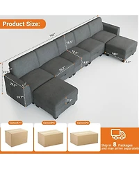 gaomon Oversized Modular Sectional Sofa with Storage Ottoman, Large U Shaped Corner Couch, Convertible Modular Sectional Couch