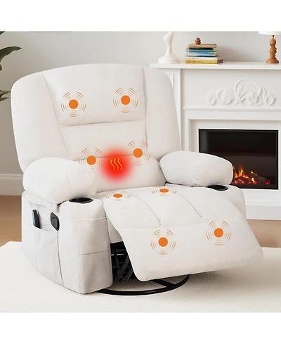 Gaomon Massage Rocking Recliner Chair with Vibration and Heat, 360° Swivel Chenille Rocker Chairs for Living Room