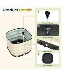 Aoodor Galvanized Raised Garden Bed 16.5'' Self-Watering Planter Box with Drainage Plug and Water Reservoir for Indoor & Outdoor Gardening