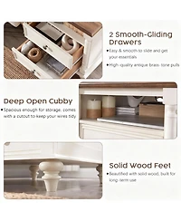 Yigii 24" Rustic Square Nightstand with Charging Station for Bedroom/Living Room