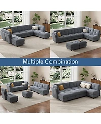 gaomon Modular Sectional Sofa, 143.8 Inch Sectionals Couch U Shaped Sofa with Storage Ottoman, 9 Seat Comfy Sectional Couches