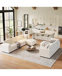 gaomon L-Shaped Modular Sectional Sofa, Oversized 9 Seat Couch with 2 Storage Ottoman, 2 Pillows, Modern Deep Seat Comfy Couch