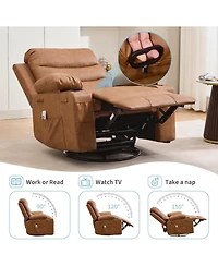 gaomon Recliner Chair with Massage and Heat, 360° Swivel Oversized Single Sofa Seat, Adult Rocking Recliner with Cup Holder and Storage Pockets