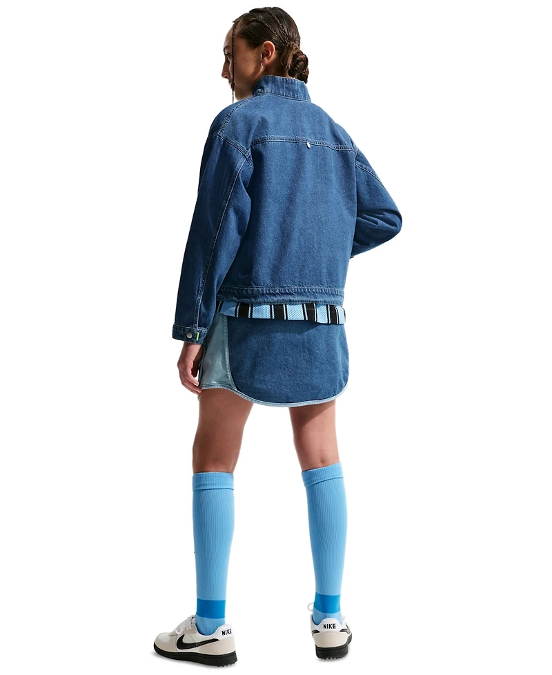 Nike Girls' 7-16 Sportswear Collection Windrunner Oversized Denim Jacket
