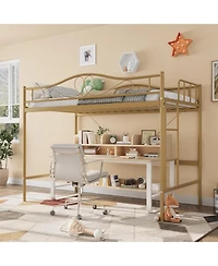 gaomon Loft Bed Twin Size with Removable Ladder & Full Safety Guardrail, Twin Loft Bed Heavy-Duty Metal Frame 400 Lbs Weight Capacity