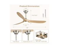 Sofucor 60-inch Modern Sand Nickel 3-blade Ceiling Fan Light With Remote Control Supports Mobile Phone Connection And Voice Function