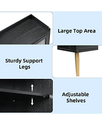 gaomon 5-Tier Shoe Cabinet with Glass Front Doors, Durable Storage Organizer Featuring Reinforced Support Legs