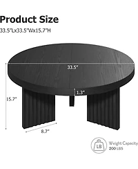 gaomon 335" Round Coffee Table, Circle Center Table with Fluted Legs & 13" Thick Top, Accent Cocktail Tables for Living Room, Bedroom, Easy