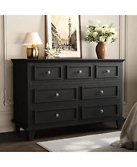 gaomon 7 Drawer Dresser, Rustic Wood Chest with Deep Drawers & Metal Handles, Thickened Top for Bedroom Entryway Closet