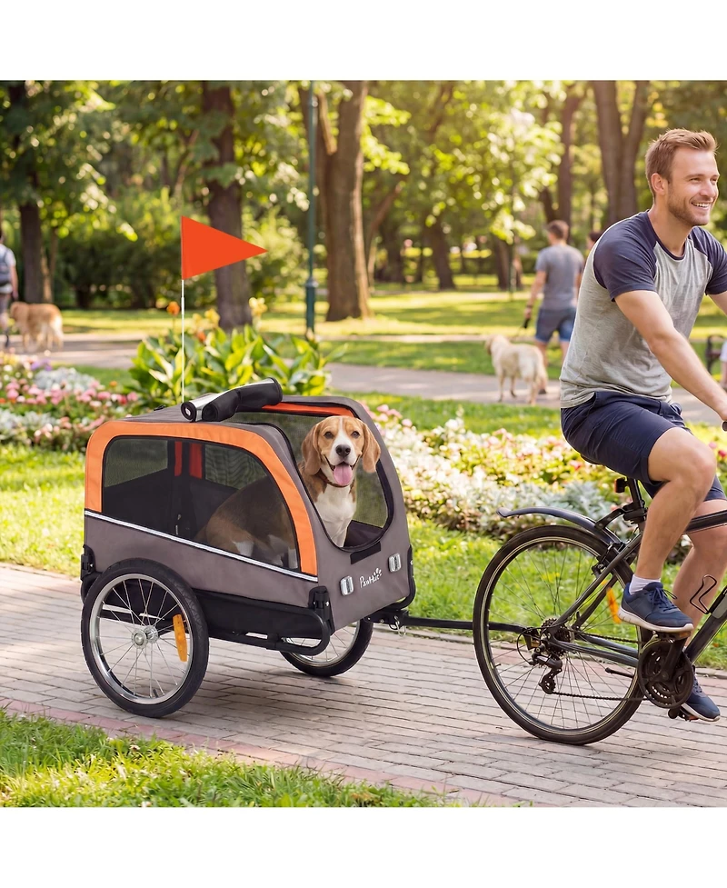 PawHut Dog Bike Trailer, Pet Cart Wagon Cart Carrier Attachment
