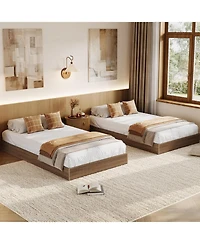 gaomon Wood Platform Bed Frame, Modern Fluted Design, Low Profile, Sturdy Support