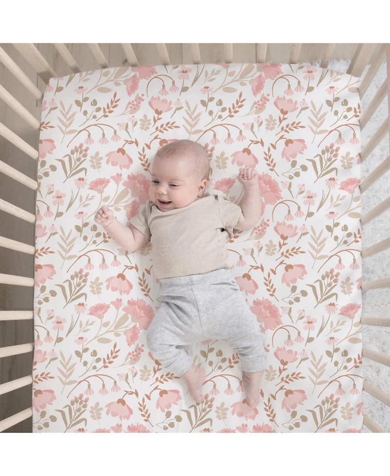 The Peanutshell Crib Bedding Set for Baby Girls, Whimsical Floral, 3 Pieces