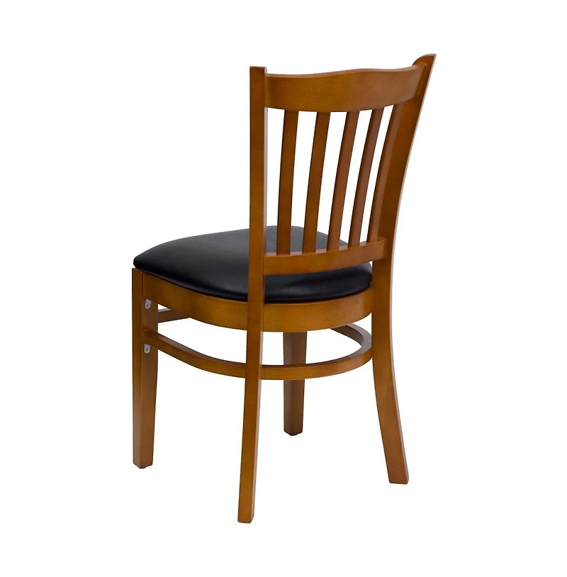 Emma+Oliver Vertical Slat Back Wooden Restaurant Dining Chair