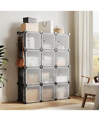 gaomon Space-Saving Modular Shoe Storage Cabinet – 12-Cube Stackable Organizer with Doors