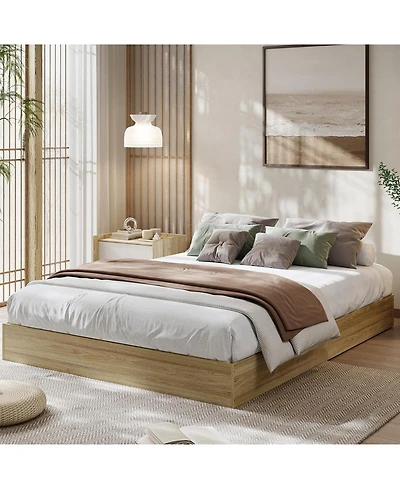 gaomon Full Size Wood Platform Bed Frame, Wooden Bed Frame Without Headboard, Wood Slat Support, No Box Spring Needed, Easy Assembly