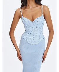 Miss Circle Women's Aurielle Sweetheart Mermaid Peplum Maxi Dress