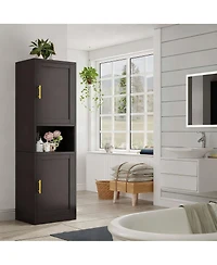 Yigii Tall Narrow Bathroom/Kitchen Storage Cabinet with 2 Doors & 4 Shelves