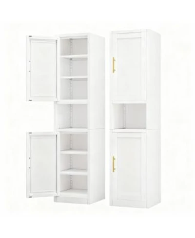 Yigii Tall Narrow Bathroom Kitchen Storage Cabinet With 2 Doors 4 Shelves