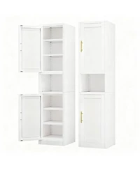 Yigii Tall Narrow Bathroom Kitchen Storage Cabinet With 2 Doors 4 Shelves
